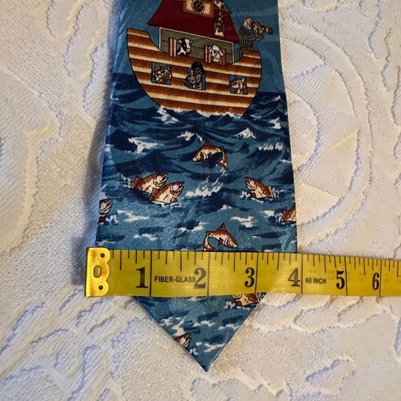 Mens Blue and Brown Nautical Tie‎ - Picture 5 of 7